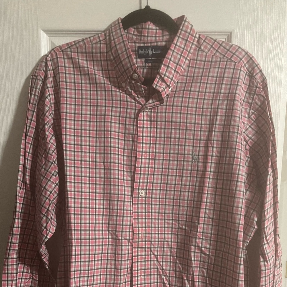 Preowned RALPH LAUREN MENS BUTTON DOWN DRESS SHIRT SIZE XL